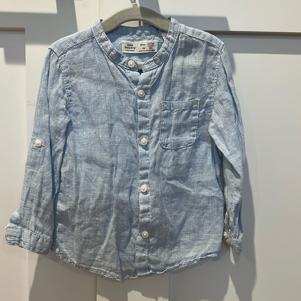 Zara baby boy linen button down shirt